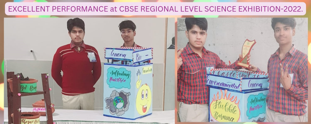 Excellent Performance at CBSE REGIONAL LEVEL SCIENCE EXHIBITION